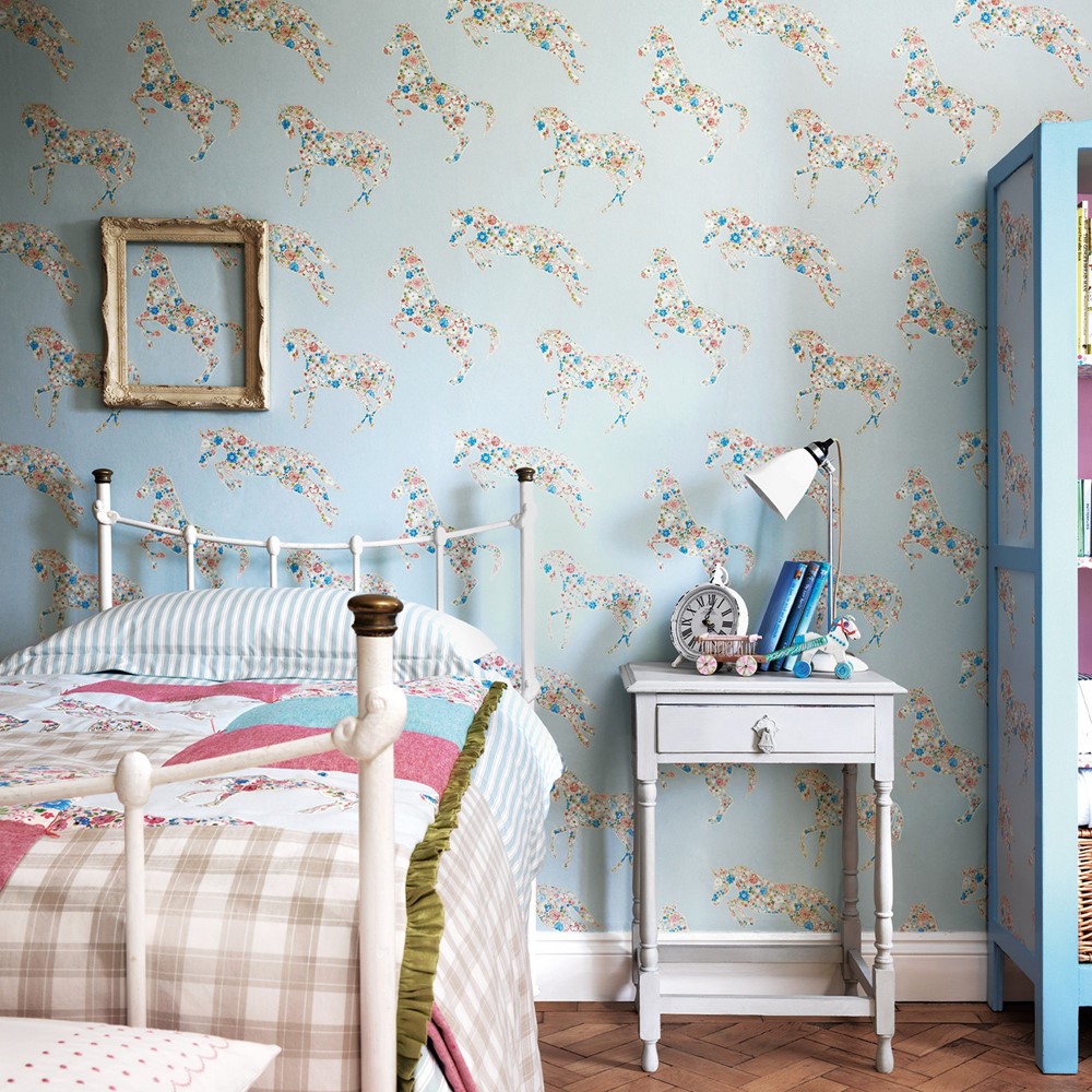 Pretty Ponies Wallpaper 214035 by Sanderson in Chintz Blue